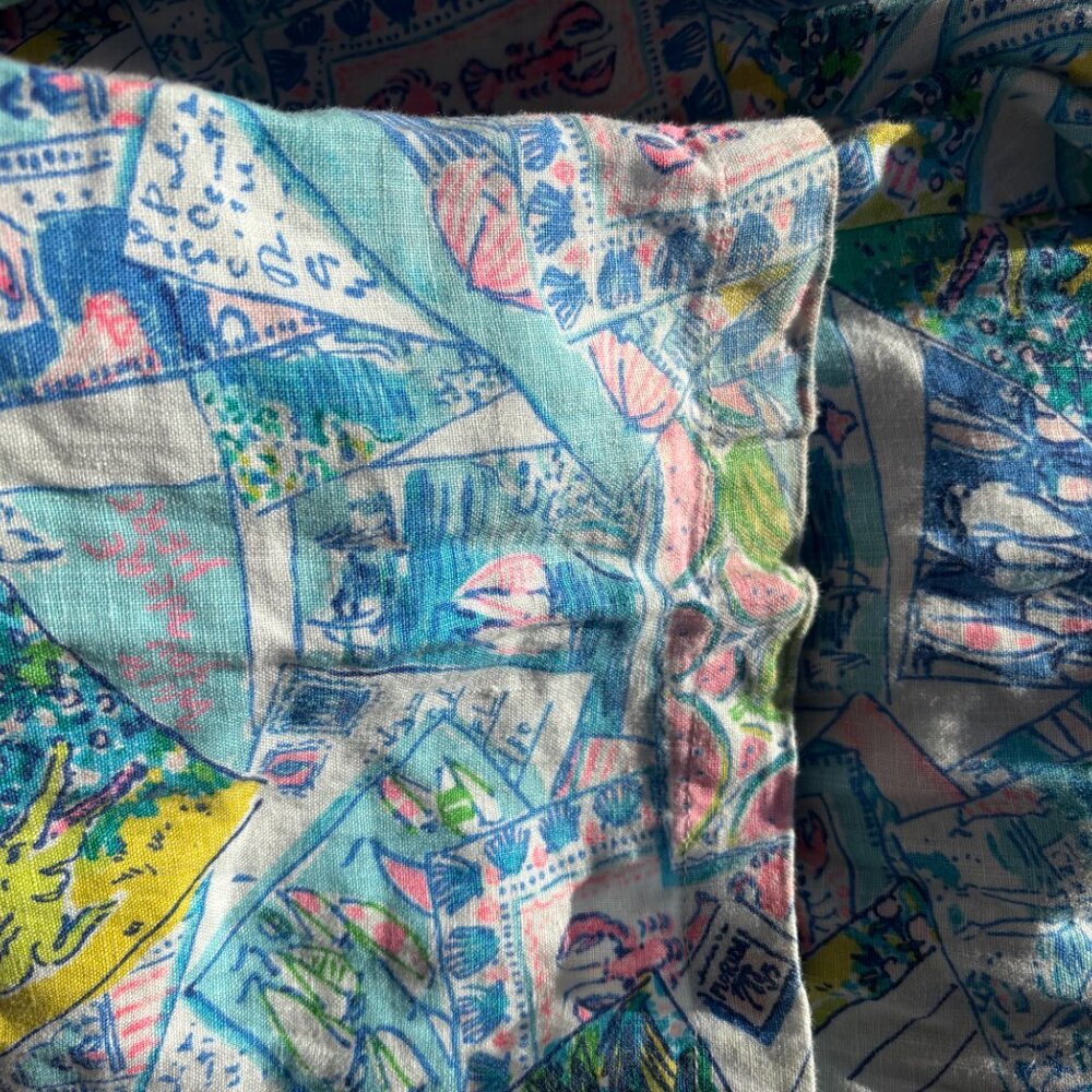 LILLY PULITZER Beach Palazzo Pull On Linen Pants Pop Up Wish You Were Here Small - Picture 5 of 6